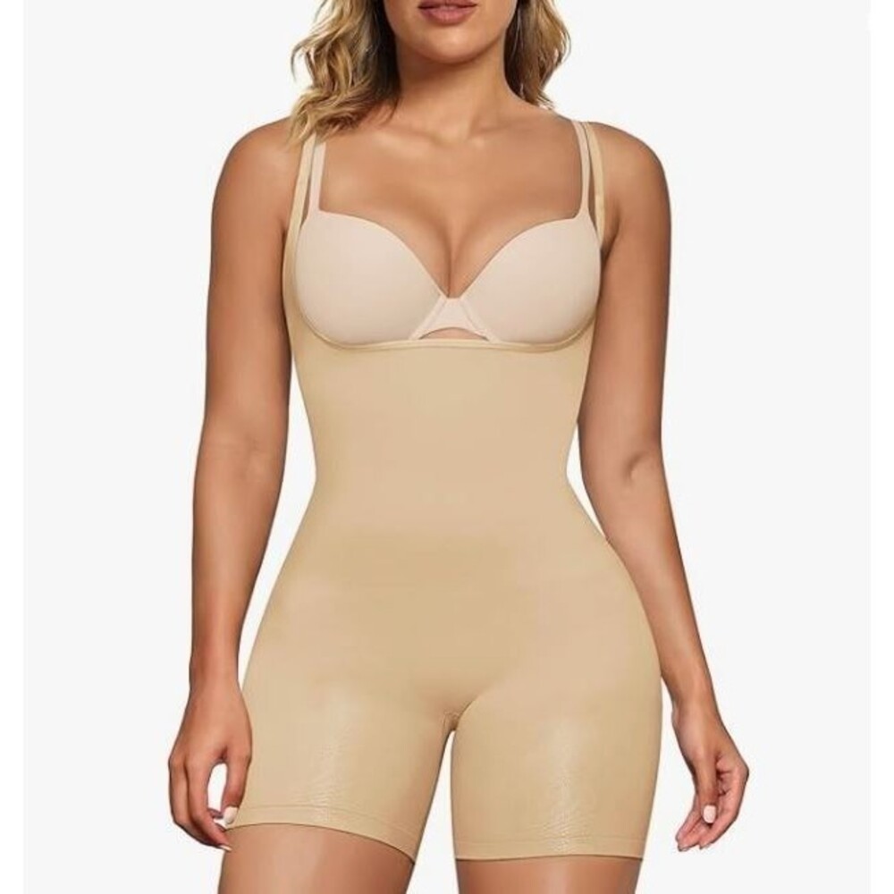 Shaperx Open Bust Faja Bodysuit Shapewear Small Nude Tummy Control Butt Lifter